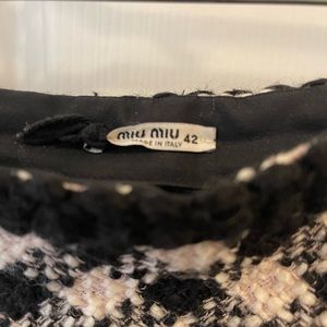 Miu Miu wool skirt black and white check pattern